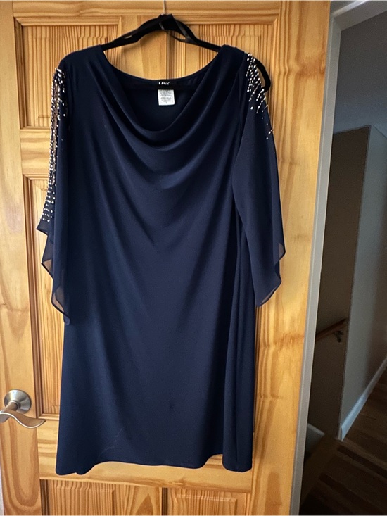 MSK Dresses & Skirts - MSK Navy Beaded Cowl Neck Midi Dress
